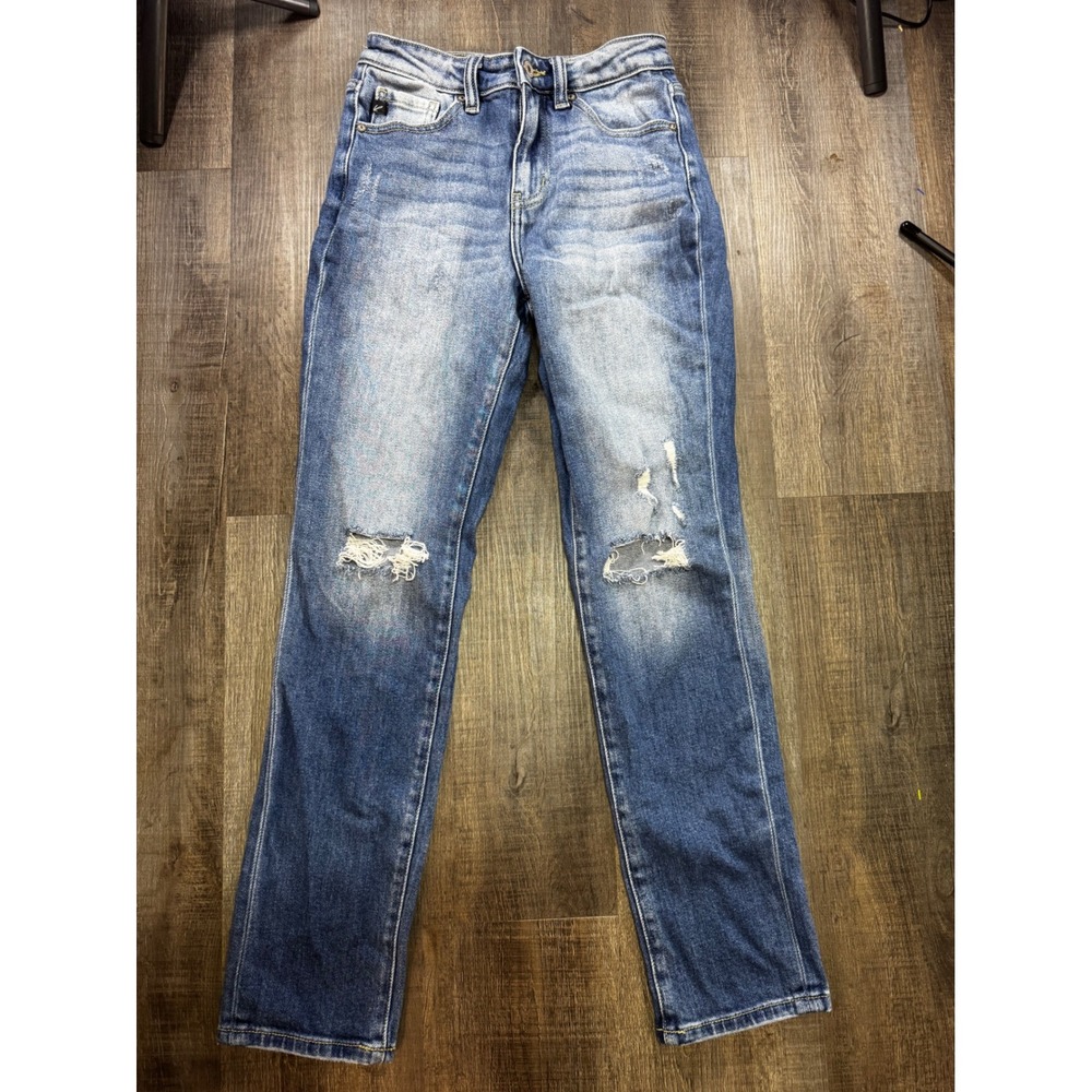 KanCan KC9241M Medium Wash Distressed‎ Straight Leg Jeans Women Size 1/24